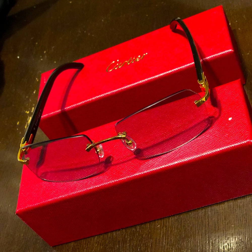 Authentic 2019 Cartier Buffalo Horn Glasses-Black